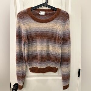 Aritzia Sunday Best Kitten Sweater | Fuzzy Gradient Striped Knit | Size Medium